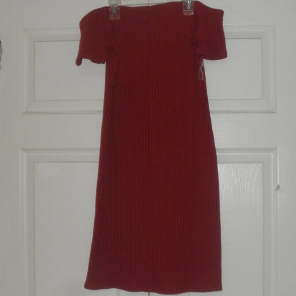 Red Derek Heart Off the Shoulder Dress Size L - Picture 2 of 3